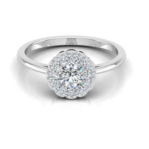 Bague de fiançailles en moissanite petite taille, taille brillant, halo floral, élégante et délicate, alliance de mariage - Product Image 2