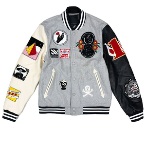 New Arrival Vintage Custom Chenille Embroidery <b>Patches</b> Multi Badge Contrast Sleeve Varsity <b>Jacket</b> for Men Women - Product Image 5