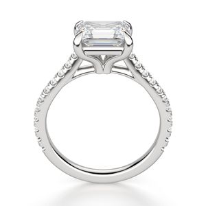 East West Antique Emerald Cut Moissanite Pave Ring para compromiso Aniversario Cumpleaños o uso nupcial - Product Image 2
