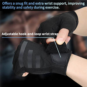 Venta al por mayor Fitness transpirable ventilado medio dedo levantamiento de pesas ejercicio deportes entrenamiento carreras bicicleta ciclismo gimnasio guantes hombres - Product Image 4