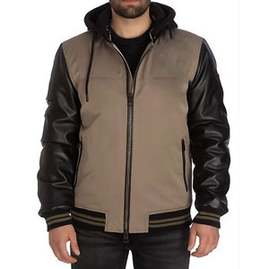 Meilleur prix veste universitaire en cuir Letterman en tissu de toile pour hommes Service OEM fabriqué en usine bas quantité minimale de commande la plupart des high street hiver - Product Image 1