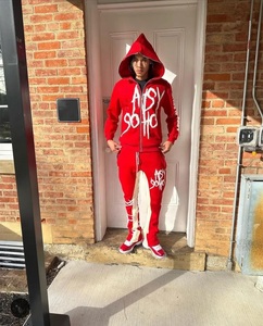 Sudaderas con capucha personalizadas para hombre y pantalones acampanados conjuntos de joggers apilados nuevo diseño bordado chándales de invierno ecológicos - Product Image 6