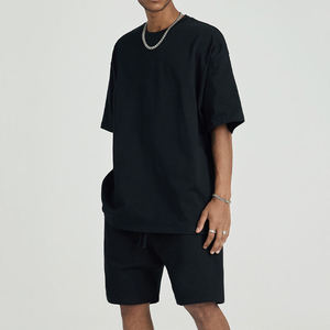 Ensembles T-shirts et shorts pour hommes de qualité supérieure Ensemble short et chemise oversize uni Sweat Gym pour hommes - Product Image 5