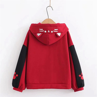 Sudadera con Capucha Extra Grande para Mujer, Diseño de Gato Negro con Cuchillo en el Logotipo Frontal, Personalizable, Estilo Invernal