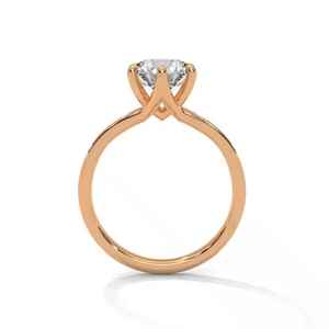 Bague de fiançailles en diamant Moissanite ronde en or rose de conception classique pour la fête de cadeau de mariage ou les bijoux d'anniversaire - Product Image 2