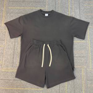 Conjunto corto con logotipo personalizado, chándal personalizado ajustado, ropa de verano para hombre, conjuntos nuevos para hombre, servicio OEM, diseño sólido 100% algodón - Product Image 1