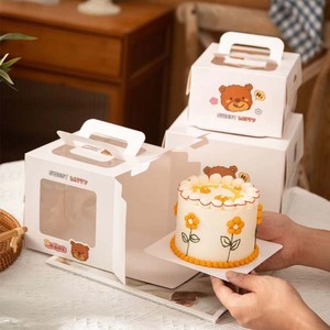 ชุดนํา moretoes 10 x 10 x 8 นิ้วกล่องเค้กสี่เหลี่ยมสีขาวขนาดเล็กพร้อมหน้าต่างและที่จับ - Product Image 2