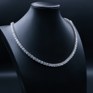 Luxe Ijskoud Onze Fijne Sieraden 2Mm 3Mm 4Mm 5Mm Lab Diamant S925 Zilver Vvvs Moissanite Tennisketting Op Voorraad - Product Image 5
