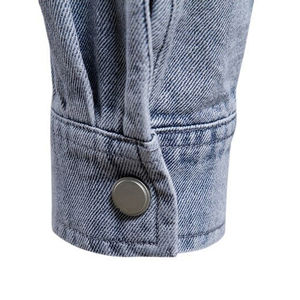 Veste en jean pour homme de haute qualité 100% coton, décontractée, couleur unie, finition délavée, style fin, poche printemps, look élégant - Product Image 3