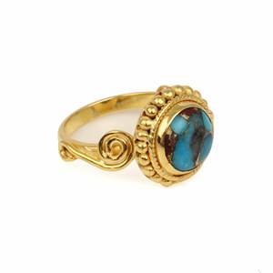 2025 joyería de latón de moda para mujer anillo de piedras preciosas turquesa redondo diseñador chapado en oro regalo de boda hecho a mano para niñas y mujeres - Product Image 6