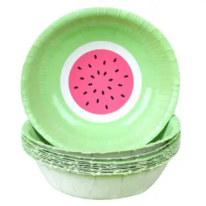 Nicro kustom semangka tema buah Baby Shower pesta ulang tahun dekorasi meja mangkuk mie sup Pesta mangkuk kertas sekali pakai