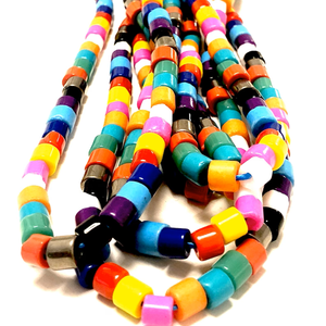 Perles cylindriques en verre de Murano à grand trou faites à la main en cristal multicolore et perles de verre - Product Image 4