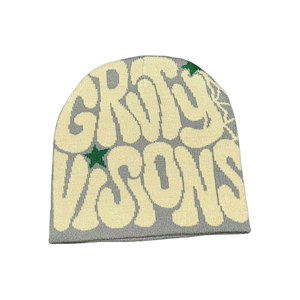 หมวกลายหัวกะโหลกออกแบบได้ตามต้องการหมวกแจ็คการ์ดสตรีทแวร์หมวกบีนนี่ดีไซน์กราฟิก Y2K สไตล์พลิกกลับได้ - Product Image 4