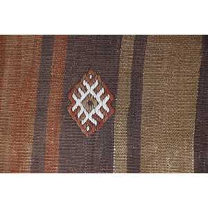 Alfombra Turca Kilim de 2.9x10.4 pies, Alfombra Vintage, Alfombra de Lana con Diseño Floral Marrón - Product Image 5