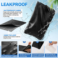 Sac étanche portable noir 2-en-1 pour maillot de bain, serviette, vêtements de sport, articles de yoga et articles pour bébé
