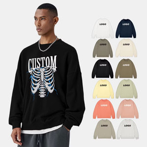 เสื้อฮู้ดคอกลมผ้าฝ้าย 280 กรัม สั่งทำขายส่ง แบบยูนิเซ็กซ์ สำหรับฤดูหนาว มีกระเป๋า พิมพ์ลาย DTG ทรงหลวมไหล่ตก กระชับพอดีตัว - Product Image 1