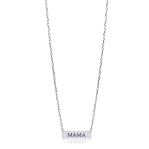 Pendentif de collier rectangulaire en argent sterling 925, fait main en Turquie, tendance, pour mariage, fiançailles et fêtes, modèle Mama Plain Charm - Product Image 4