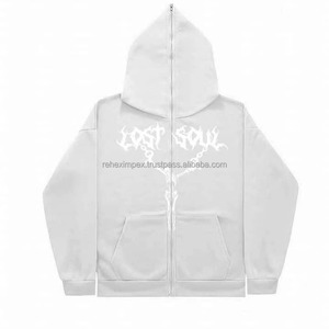 Sudadera con capucha de forro polar con cremallera completa con estampado de algodón 100% personalizado, peso pesado, transpirable, color sólido, mangas completas, MOQ bajo para hombres - Product Image 5