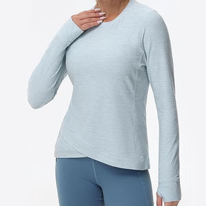 เสื้อแขนยาวสำหรับใส่เล่นโยคะกลางแจ้งของผู้หญิงเสื้อออกกำลังกายแบบแห้งเร็วเสื้อออกกำลังกายแบบมีรูระบายอากาศได้ดี - Product Image 3