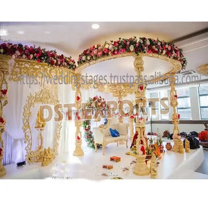 Mandap rond en fibre, fabrication DST Exports, mandaps traditionnels dorés sculptés pour mariages hindous, fabricants pour grands événements, lieux de réception, fêtes aux États-Unis - Product Image 5