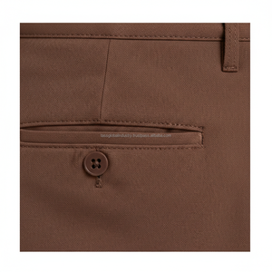 Pantalones Chinos de Lona para Hombre, Corte Slim Fit, Color Café, Cintura Media, Algodón Elástico de Alta Calidad - Product Image 6