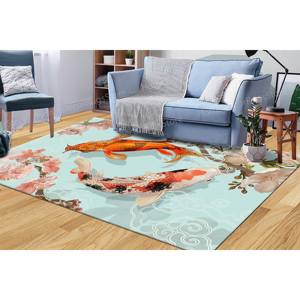 Alfombra con Estampado de Peces Koi, Alfombra Japonesa Moderna, Decoración de Pared para Oficina con Diseño de Animales, Alfombra Suave No Tejida - Product Image 4