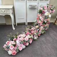 Chemin de table de mariage en gros, centre de table floral en soie artificielle avec roses, arrangement long pour la décoration d'événements