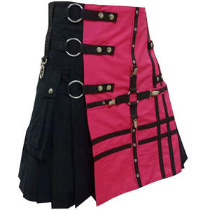 กิ๊ตส์สก็อตติชสีดำแฟชั่นสีชมพูร้อนแรงสำหรับผู้ชาย รุ่นใหม่  แบบมีช่องใส่ของด้านหน้า ทำด้วยมือ - Product Image 2