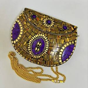 Sac à main de mariée en mosaïque spécial mariage avec travail de qualité supérieure, sac à main de mariée en mosaïque royale avec décoration lourde pour femmes - Product Image 4