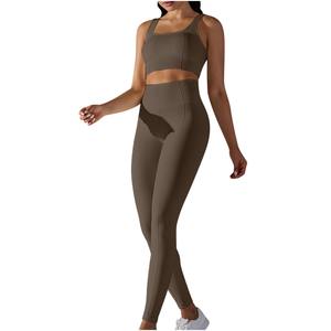Ropa de gimnasio sin costuras de talla grande personalizada de alta calidad para mujer, conjunto de entrenamiento de Yoga, conjunto de Yoga, conjunto de gimnasio, conjunto de Fitness para mujer - Product Image 5