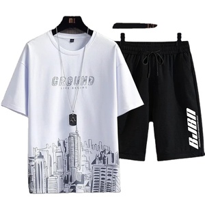 ชุดเซ็ตเสื้อกางเกงขาสั้นระบายอากาศได้ดีพิมพ์ลาย3D ใหม่ชุดเสื้อยืดผ้าฝ้ายออร์แกนิก100% ชุดกางเกงขาสั้นมีสไตล์พรีเมี่ยม - Product Image 1