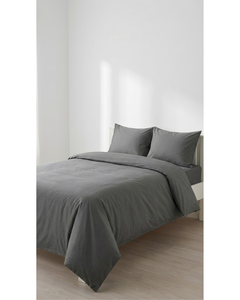 Parure de lit de luxe 4 pièces en polycoton, gris uni, comprenant une housse de couette, un drap-housse et des taies d'oreiller, pour la maison, l'hôtel et l'hôpital - Product Image 2