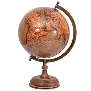Globe de bureau métallique avec cadre doré et pierre précieuse en fer océanique noir - Product Image 4