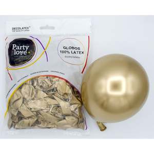 Ballons en latex dorés métallisés Party Love 12 cm 50 pièces Décorations de fête haut de gamme - Product Image 1