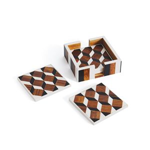 Natural Bone Wood & Resin <b>Coasters</b> with Holder Regular Sale in Market New Design Customized Square Hottest <b>Drink</b> <b>coaster</b> - Product Image 4