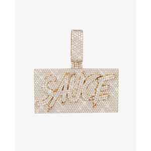 Colgante Personalizado SAUCE con Nombre en Oro de 14K y Moissanita VVS, Placa con Nombre Única y Personalizada, Lujoso Engaste en Oro de 14K, Unisex para Uso Diario - Product Image 3