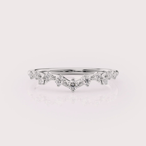 Anillo de Boda con Corona de Diamantes Cultivados en Laboratorio con Certificación IGI, Oro Rosa/Blanco y Amarillo de 9K, Banda de Tiara Curva con Diamantes - Product Image 1