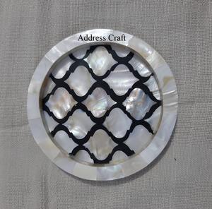 Floral Pattern Luxury Design Coasters For Cup Mug Glass Round Shape Mother Of Pearl Inlay Coasters Home Bar Tea Cup Coasters Set - Product Image 2