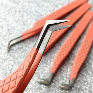 Pinzas profesionales para pestañas de acero inoxidable, 1 Uds., empuñadura de punta de fibra para maquillaje de volumen, herramientas de extensión de pestañas - Product Image 2