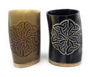 ทำจากควายธรรมชาติและแก้วทรงเขาวัวพร้อมฐานไม้แท้ไวกิ้งยุคกลาง - Product Image 2