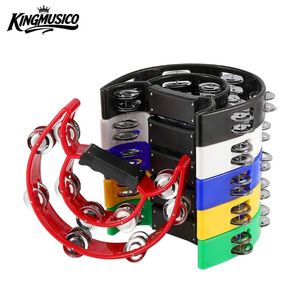 Instruments <span class=keywords><strong>de</strong></span> percussion - Tambourins à jingles métalliques à double rangée <span class=keywords><strong>de</strong></span> 8 pouces (20 cm) - <span class=keywords><strong>Instrument</strong></span> <span class=keywords><strong>de</strong></span> <span class=keywords><strong>musique</strong></span> à percussion manuelle - Product Image 1