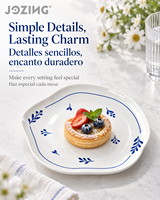 Plat de service en porcelaine blanche à motif de feuilles, écologique, passe au lave-vaisselle, design nordique moderne