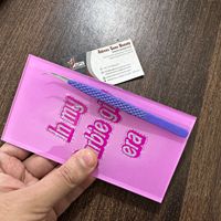 Plateau à cils en acrylique personnalisable avec logo imprimé sur mesure, transparent, avec pince à épiler