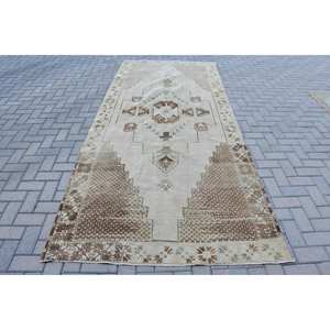 พรมตุรกีวินเทจ4.7 x 10.7ft เบจสีน้ำตาลพื้นที่ขนาดใหญ่งานเย็บปะติดปะต่อกันด้วยผ้าขนสัตว์สี่เหลี่ยมผืนผ้าออกแบบสำหรับห้องโถงพรมยางสำหรับห้อง - Product Image 1