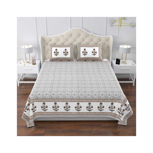 High Quality Indian Made Embroidered Bed Linen In 100% Cotton With <b>Twin</b> Size Screen Print Detail For Boutique Export Markets - Product Image 6