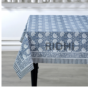 Mantel de algodón estampado de bloque indio hecho a mano, superventas de 2025, diseño Floral añil polvoriento para cubierta de mesa - Product Image 1