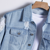 Veste en jean slim pour homme, coupe régulière, manches longues, haute qualité, couleur personnalisée, tissée, imperméable, style streetwear, déchirée