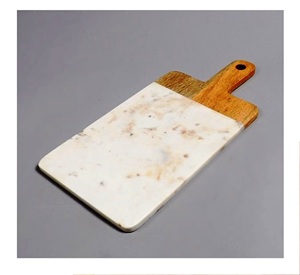 Planche à découper en marbre planche à découper rectangulaire faite à la main personnalisée en gros blocs à découper blancs et bruns fabriqués en Inde - Product Image 3