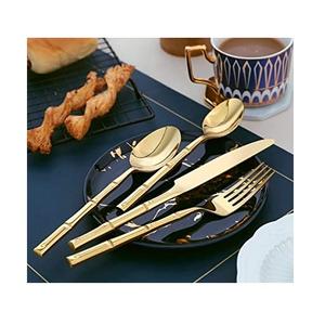 Couverts de luxe en acier inoxydable Offre Spéciale pour banquet et mariage, couverts plaqués or brillant, ensemble de cuillères et fourchettes sûrs et sains - Product Image 1