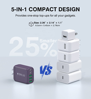 Chargeur USB-C 60W PD QC3.0 Station de Charge Rapide 5 Ports Chargeur Mural Carga Rápida Alimentation OEM Usine pour iPhone 17 16 Samsung iPad